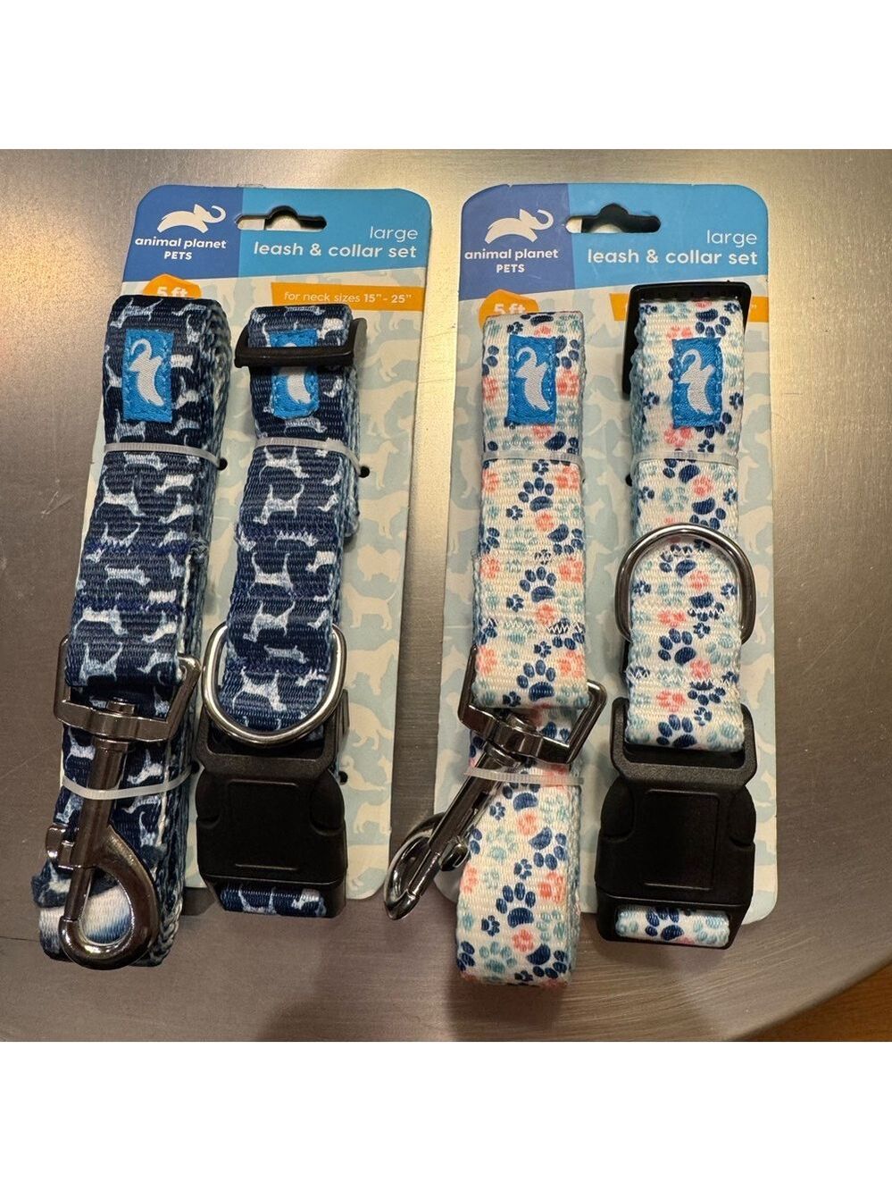 Animal Planet Pets - NWT Set of 2 Leash and Collar Set Size Large - 5 Ft Leash